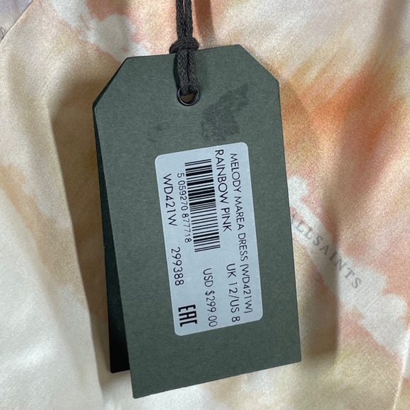 NEW All Saints Dress Womens 8 pink cream satin melody marea slip midi designer - Picture 6 of 13